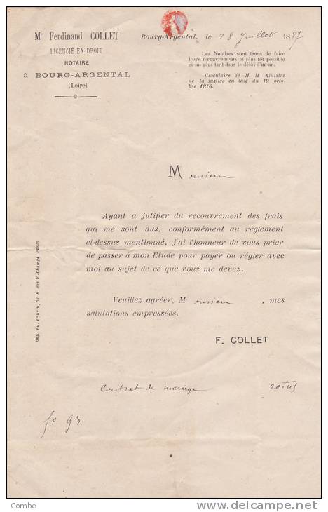 Tres Beaux Lettre 1887 Bourg Argental, Convoyeur Annonay à Firminy Et Le Puy à St Etienne/1268. - 1877-1920: Période Semi Moderne