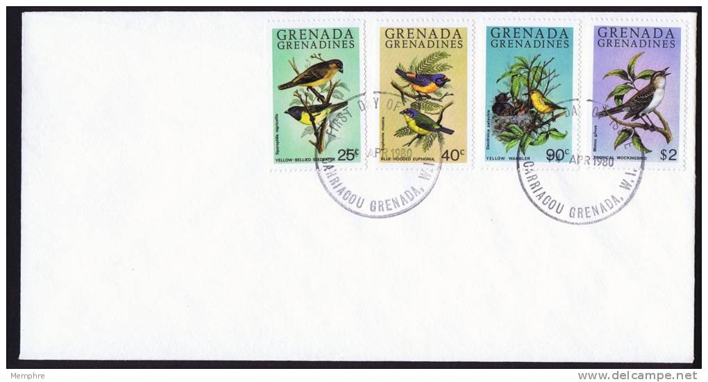 GRENADINES  1980  Songbirds  Complete Set FDC - Grenada (1974-...)
