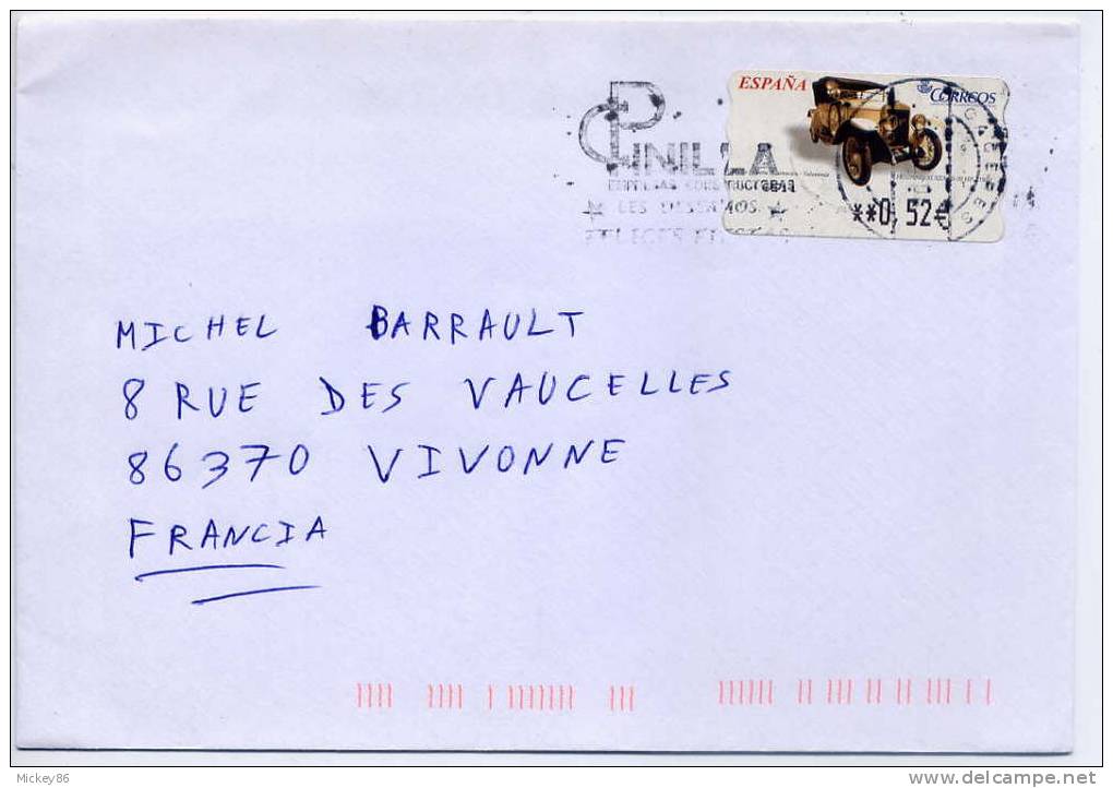 2008--vignette  0.52€ (voiture Hispano Suiza 1910 ) Seule Sur Lettre Espagne  Pour France---cachet  CACERES - Lettres & Documents