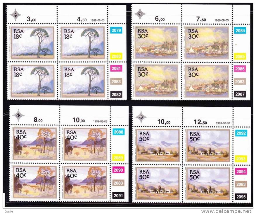 South Africa - 1989 - Paintings By Jacob Hendrik Pierneef - Control Blocks - Unused Stamps