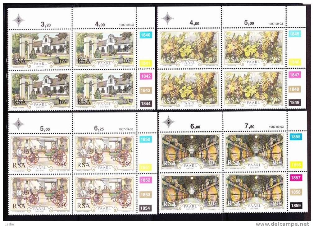 South Africa - 1987 - 300th Anniversary Of Paarl - Control Blocks - Neufs