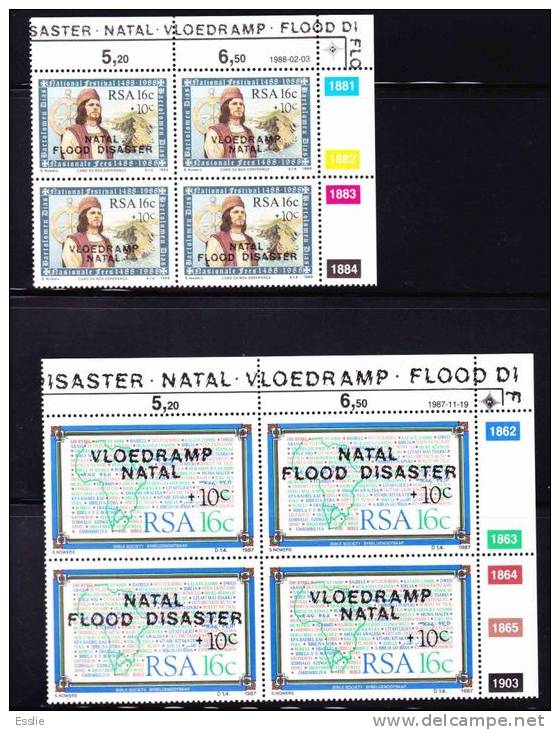 South Africa - 1988 - Natal Flood Relief Fund - Control Blocks - Neufs