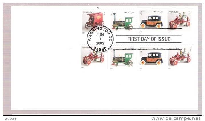 FDC  Mail Wagon - Locomotive - Taxicab - Fire Pumper - 2 Sets - 2001-2010