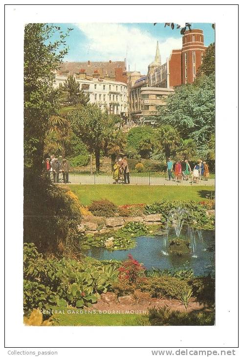 Cp, Angleterre, Bournemouth, Central Gardens, Voyagée - Bournemouth (depuis 1972)