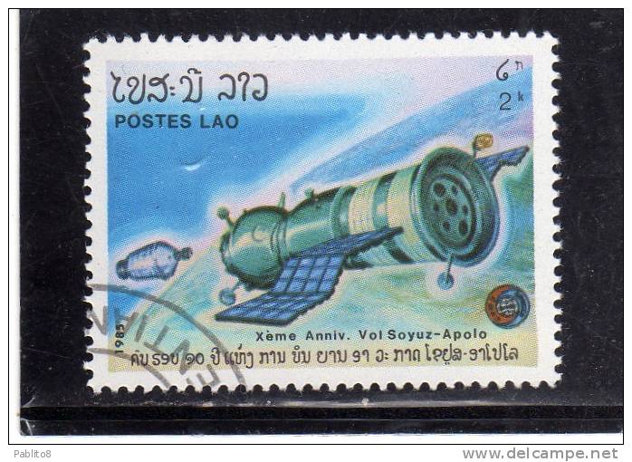 LAOS LAO 1985 ANNIVERSARY SOYUZ APOLO SPACE ASTRONAUTS SPACESHIP - ANNIVERSARIO SOYUZ APOLLO SPAZIO ASTRONAUTI USED - Laos