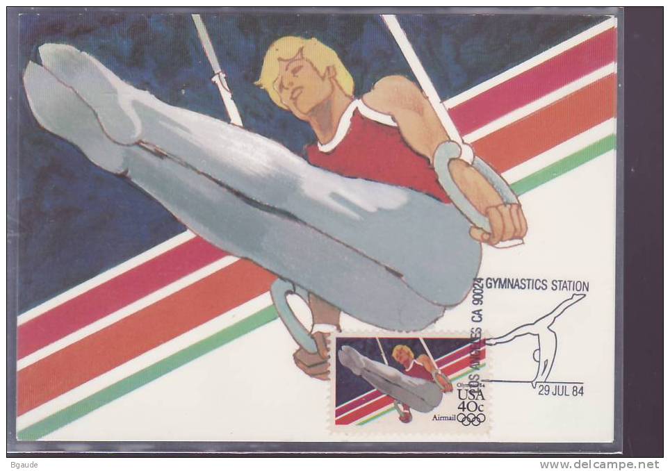 ETATS UNIS CARTE MAXIMUM NUM.YVERT  PA 96 SPORT JEUX OLYMPIQUES LOS ANGELES 1984 - Cartoline Maximum