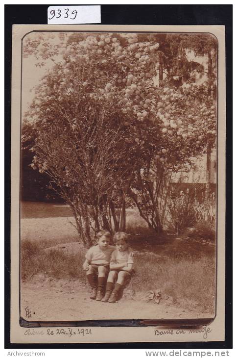 Genève - Chêne ( Chêne-Bourg ? ) : Carte Photo (signée Ls E.) D´enfants Sous Un Grand Rosier (?) Le 22 Mai 1921 (9339) - Chêne-Bourg