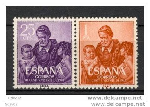 ES1296-1982TCSC.España.Spain. Espagne.SAN   VICENTE DE PAUL.1960. ( Ed 1296/7**),sin Charnela. LUJO - Otros & Sin Clasificación