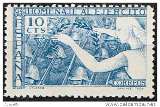 Espa&ntilde;a,1939, Homenaje Ejercito, 10c,  * - Unused Stamps