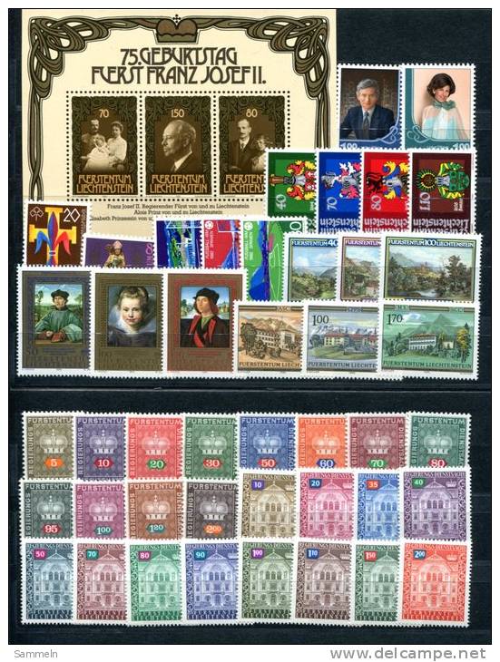 0542 - LIECHTENSTEIN - Lot Mit Block Und Marken, Alles Postfrisch - Mnh Mini Sheet And Stamps - Lotes/Colecciones