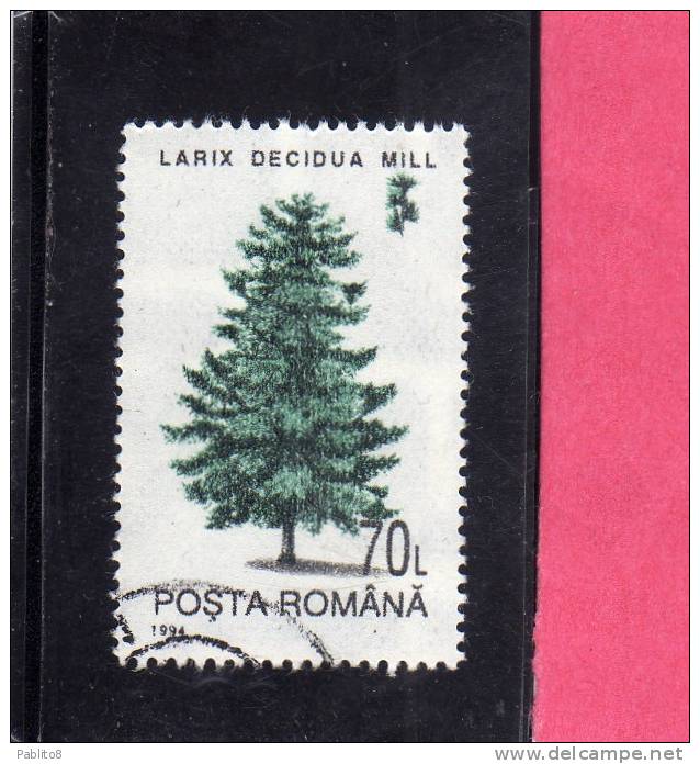 ROMANIA  - ROMANA 1994 FLORA TREES LARIX DECIDUA MILL TREE - ALBERI LARICE ALBERO USED - Oblitérés