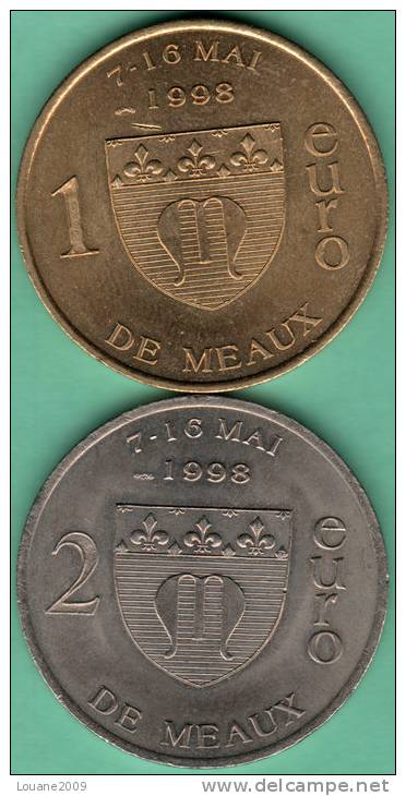 Lot 2 Pièces Monnaies 1 Et 2 Euro De Meaux 6 - 16 Mai 1998 Neuves - France