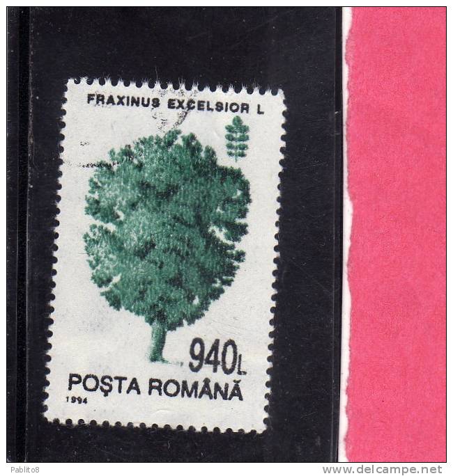 ROMANIA  - ROMANA 1994 FLORA TREES FRAXINUS EXCELSIOR TREE - ALBERI FRASSINO ALBERO USED - Usado