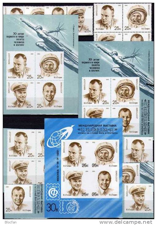 Special Set ASTRA´91 Sowjetunion 6185/8A,B,2xVB,Block 218 ,219 Plus Blue-print I/1991 ** 18€ Space Sheet Bf USSR CCCP SU - Colecciones