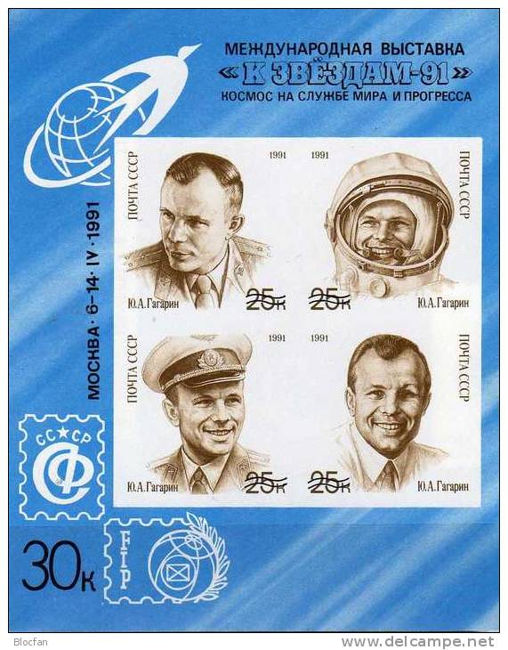 Special Set ASTRA´91 Sowjetunion 6185/8A,B,2xVB,Block 218 ,219 Plus Blue-print I/1991 ** 18€ Space Sheet Bf USSR CCCP SU - Colecciones