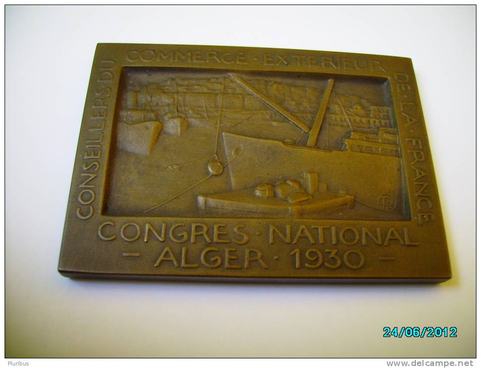 CONSEILLERS DU COMMERCE EXTERIEUR DE LA FRANCE CONGRES NATIONAL  ALGER  1930 MEDAL IN BOX , ALGERIE  PORT ALGER - Autres & Non Classés