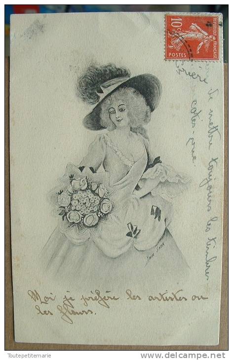 Carte Signée Xavier Saget Femme Epoque 1900 - Sager, Xavier