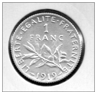 RARE--REVERS AVERS DÉCALÉ 10°--1 FRANC SEMEUSE ARGENT 1919---ETAT : SUP//SPL+ - Autres & Non Classés