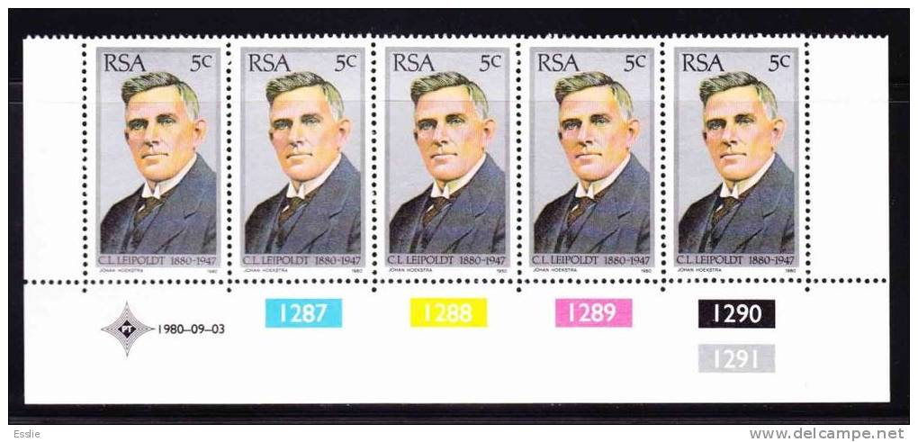 South Africa -1980 Birth Centenary Of C L Leipoldt - Control Block - Neufs