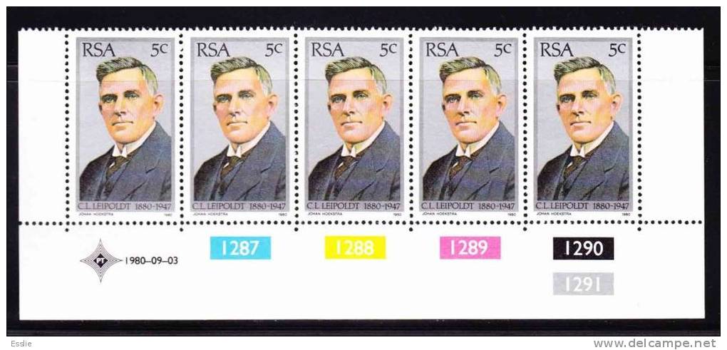 South Africa -1980 Birth Centenary Of C L Leipoldt - Control Block - Ungebraucht