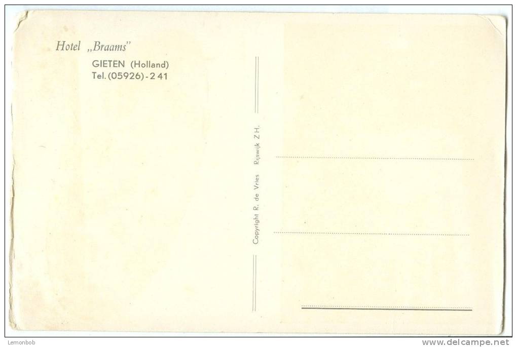 Hotel Braams, Gieten, Holland, Unused Postcard [10462] - Gieten