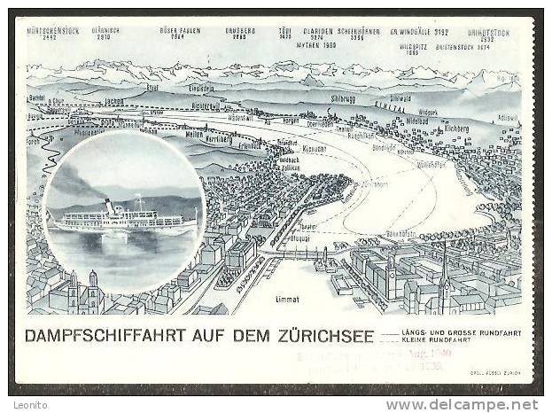 DAMPFSCHIFFAHRT Auf Dem Zürichsee Goldbach Erlenbach Stäfa Rapperswil Lachen Au......1949 - Dampfer