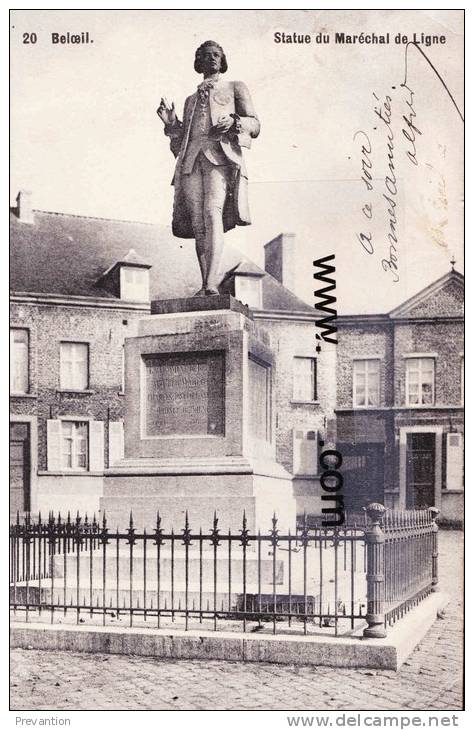 BELOEIL - Statue Du Maréchal De Ligne - Superbe Carte Circulée 1908 - Beloeil