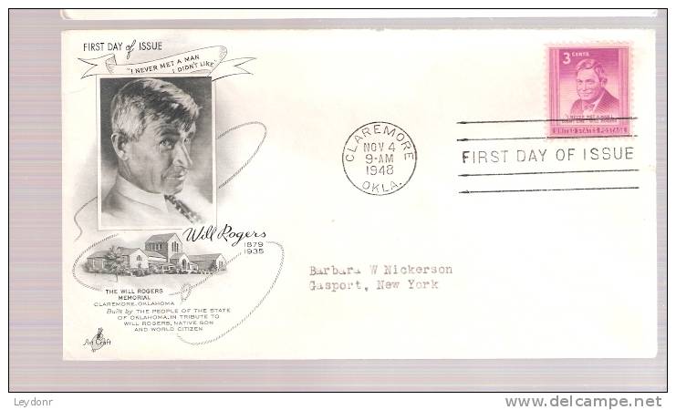 FDC Will Rogers - 1941-1950