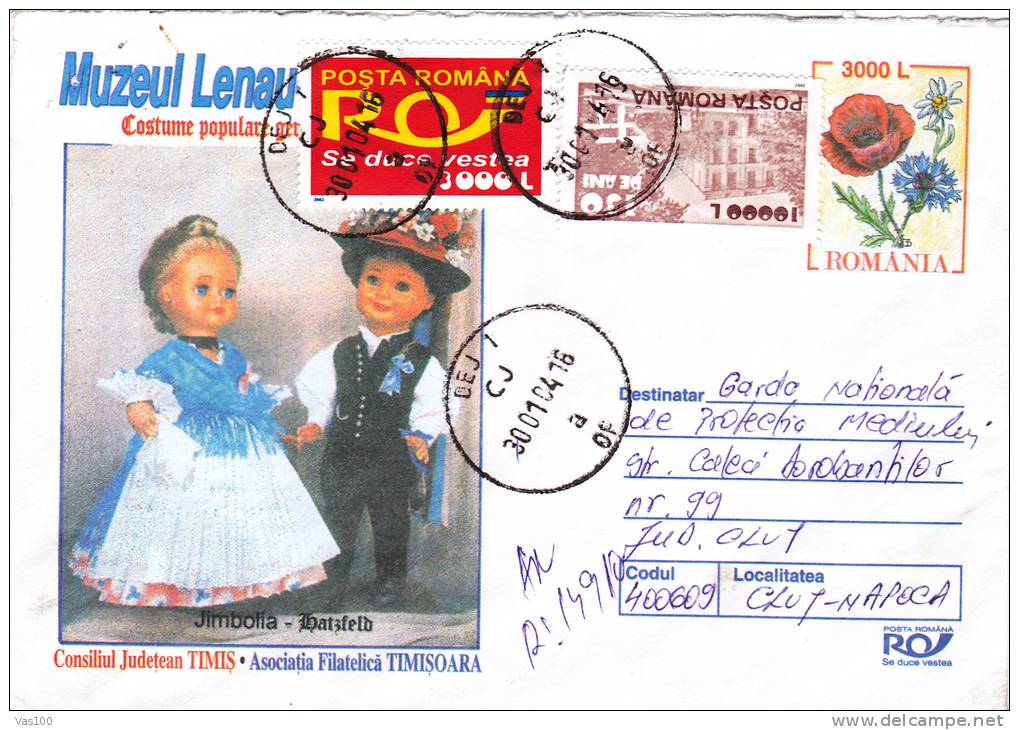 PUPPETS, 2003, COVER STATIONERY, ENTIER POSTAL, SENT TO MAIL, ROMANIA - Muñecas
