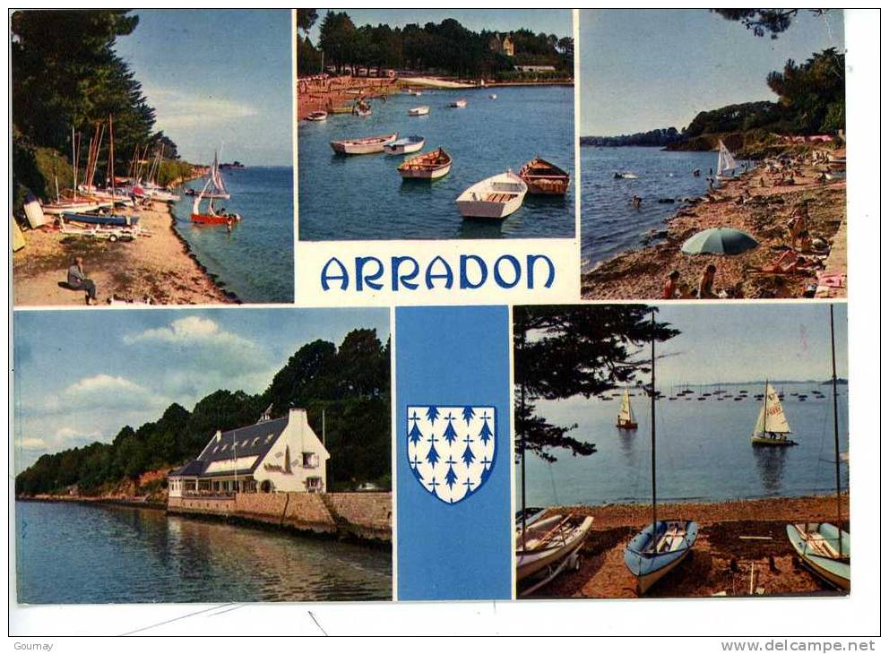 ARRADON Multivues La Plage Le Centre Nautique Devant Le Golfe Du Morbihan (blason) - Arradon