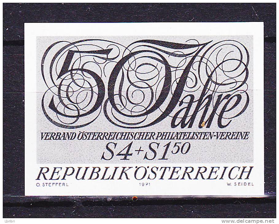 AUTRICHE ESSAI N° 1209 50EME ANNIVERSAIRE DE LA FÉDÉRATION DES SOCIÉTÉS PHILATÉLIQUES  Schwarzdruck NEUF SANS CHARNIERE - Proofs & Reprints