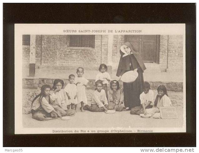 Birmanie Myanmar Distribution Du Riz à Un Groupe D'orphelines édit.aulard , Soeurs Saint Joseph De L'apparition - Myanmar (Birma)