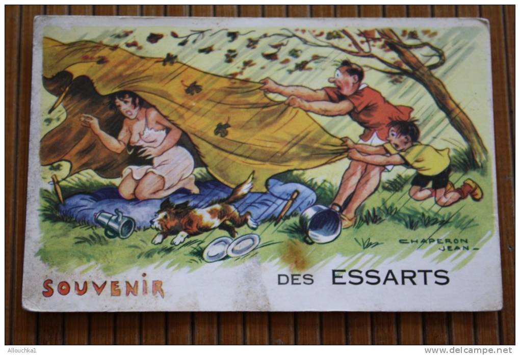 1966 CPSM:Humoristique Au Camping Illustrateur Jean Chaperon&gt; Souvenir Des Essards (Indre-et-Loire) Pour Tours 37 - Chaperon, Jean