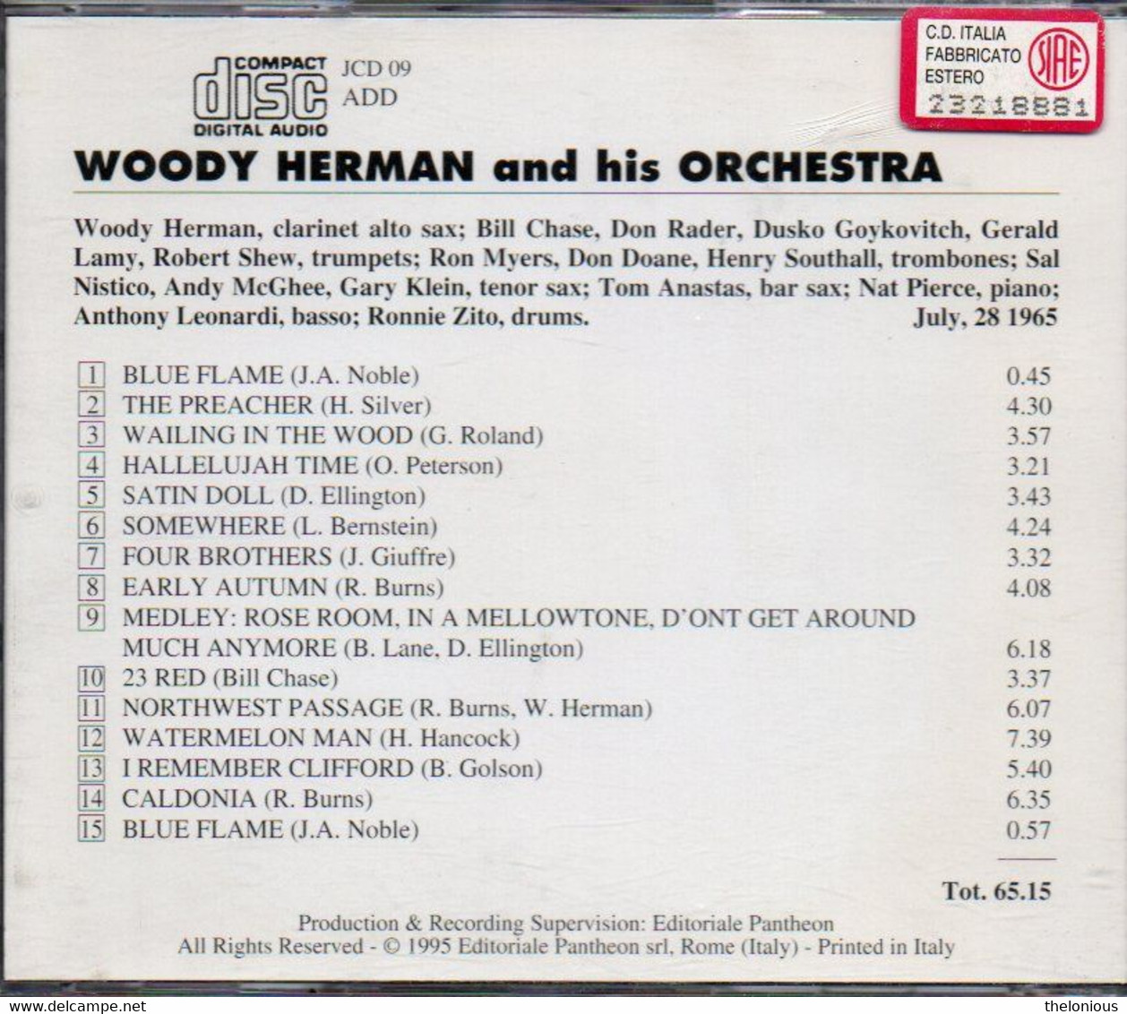 # CD: Woody Herman And His Orchestra, July 28, 1965 - Live Recording - Jazz