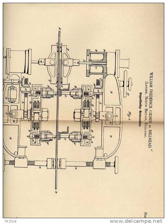 Original Patentschrift - W. Gilmer In Hillhead , 1889 , Nietmaschine Für Schiffe Und Brücken !!! - Tools