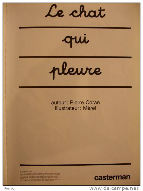 LE CHAT QUI PLEURE - PIERRE CORAN & MEREL - CASTERMAN JE COMMENCE A LIRE - 1985 - UNE AVENTURE DE ARSENE LAPIN - Casterman
