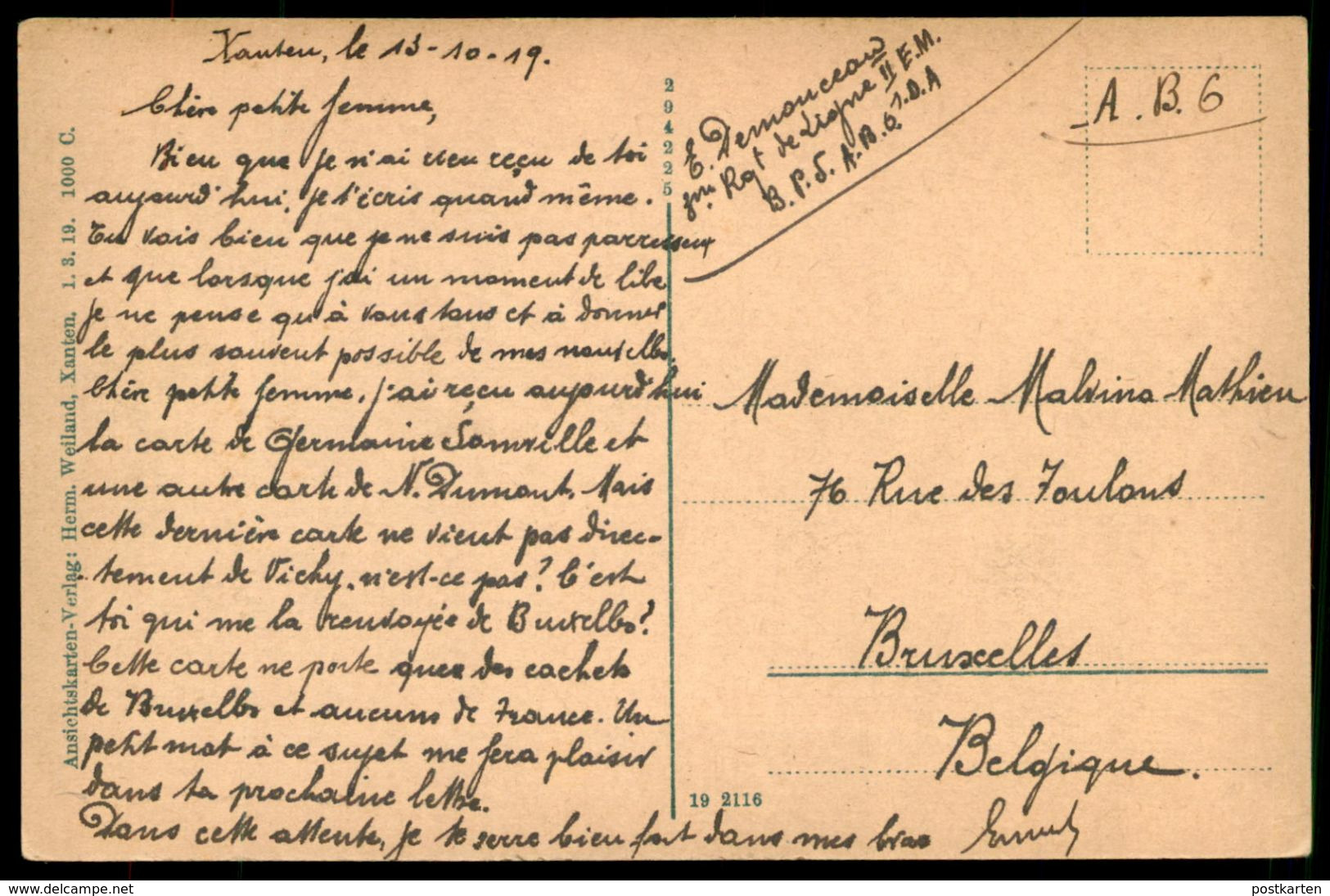 ALTE POSTKARTE XANTEN PARTIE AM KRANKENHAUS 1919 Hospital Postcard Cpa AK Ansichtskarte - Xanten