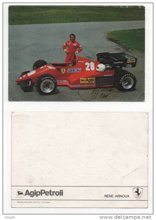Car176 Cartolina, Carte Postale, Postcard Renè Arnoux, F1, Formula1, Pilota, Driver, Ferrari, Autografo, Autographe - Car Racing - F1