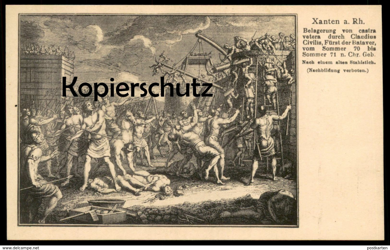 ALTE POSTKARTE XANTEN BELAGERUNG VON CASTRA VETERA DURCH CLAUDIUS CIVILIS BATAVER FÜRST Postcard Cpa AK Ansichtskarte - Xanten