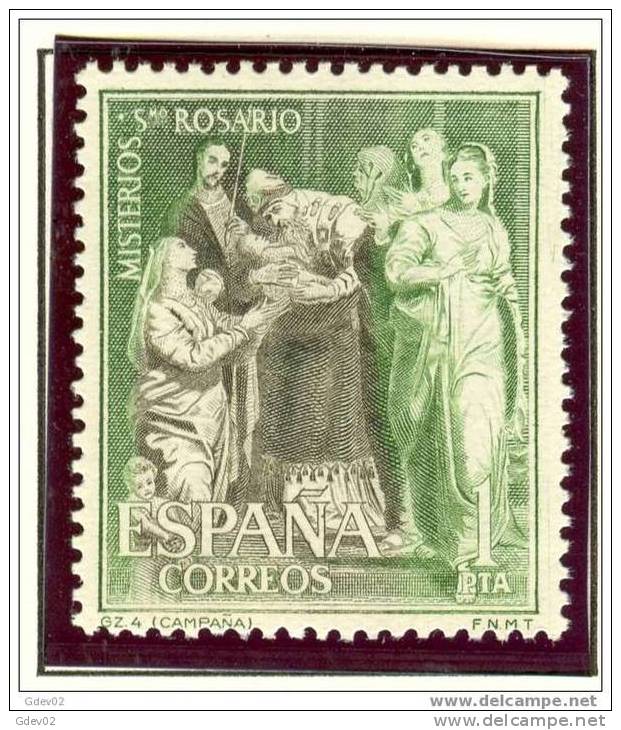 ES1466-2017TRJ.España.Spain.     Espagne.MISTERIO  DEL SANTO  ROSARIO.1962.(   Ed 1466**),sin Charnela. LUJO - Judaisme