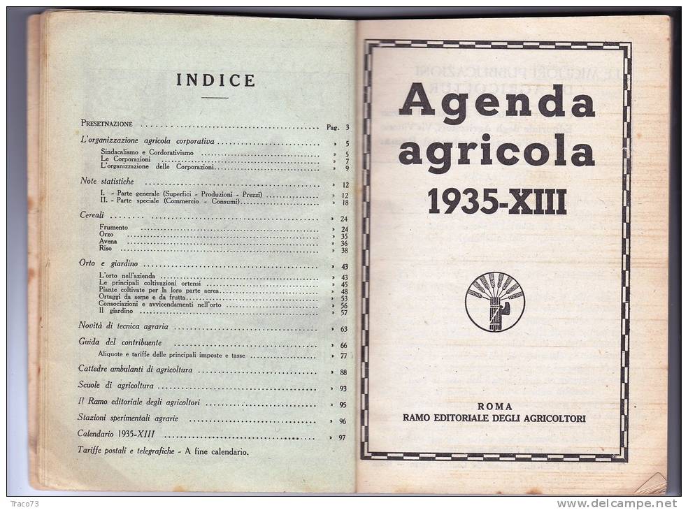 AGENDA AGRICOLA  1937 /  Confederazione Fascista Agricola - Disegnatore " Martinati " + altri