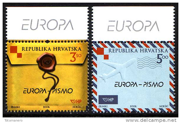CROATIA/Kroatien EUROPA 2008 "The Letter" Set 2v** - 2008