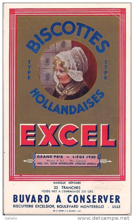 BISCOTTES HOLLANDAISES EXCEL BISCUITERIE EXCELSIOR A LILLE - Zwieback