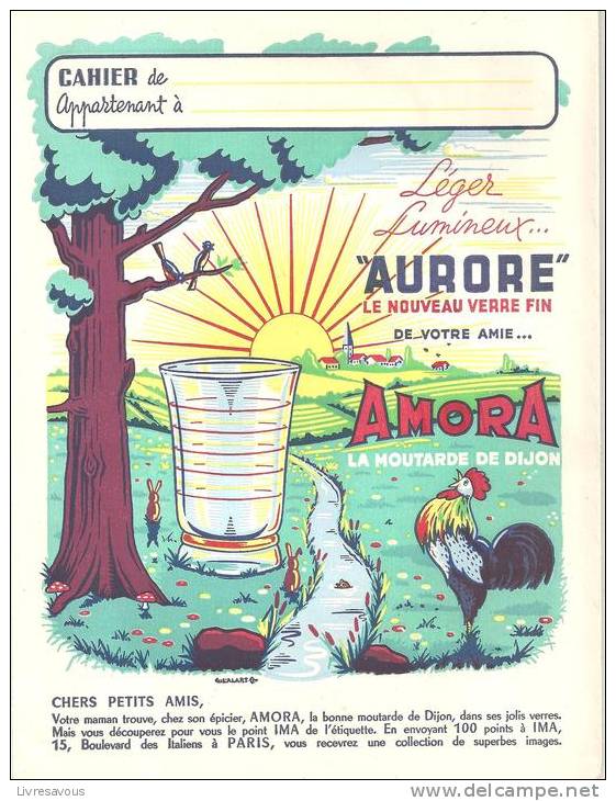 Protège Cahier Amora La Moutarde De Dijon Léger, Lumineux "Aurore" Le Nouveau Verre Des Années 1960 - Protège-cahiers