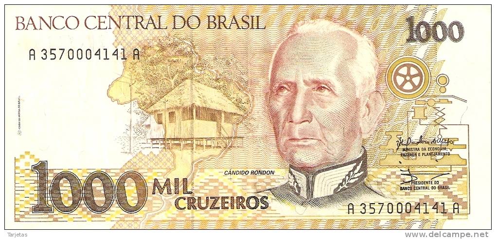 BILLETE DE BRASIL DE 1000 CRUZEIROS (BANKNOTE) - Brasil