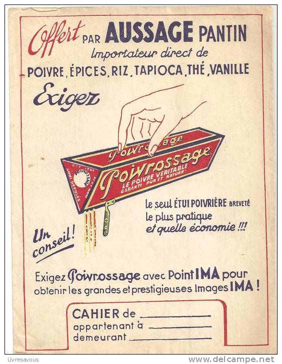 Protège Cahier Poivrossage Le Poivre Véritable Offert Par Aussage Pantin (importateur) Des Années 1960 - Protège-cahiers