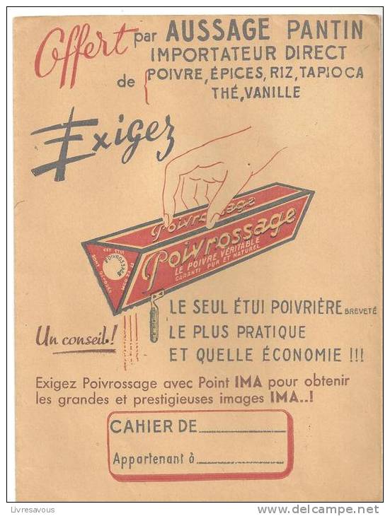 Protège Cahier Poivrossage Le Poivre Véritable Offert Par Aussage Pantin (importateur) Des Années 1960 - Schutzumschläge