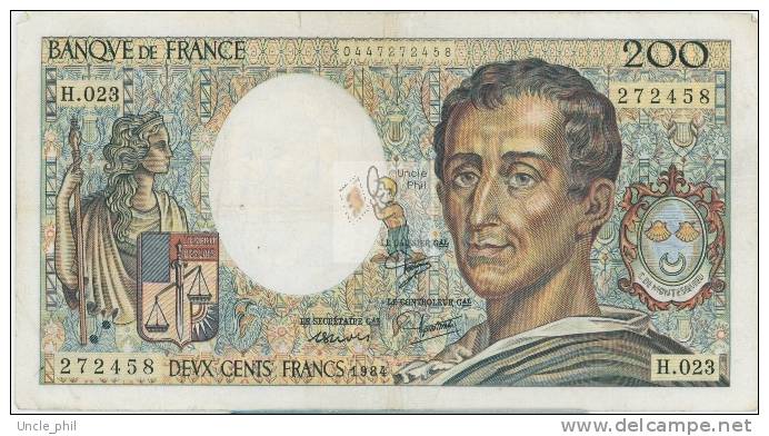 MONTESQUIEU 200 FRANCS - 1984 - H.023 - O - COTE IPCbanknotes: 20 Euros - 200 F 1981-1994 ''Montesquieu''