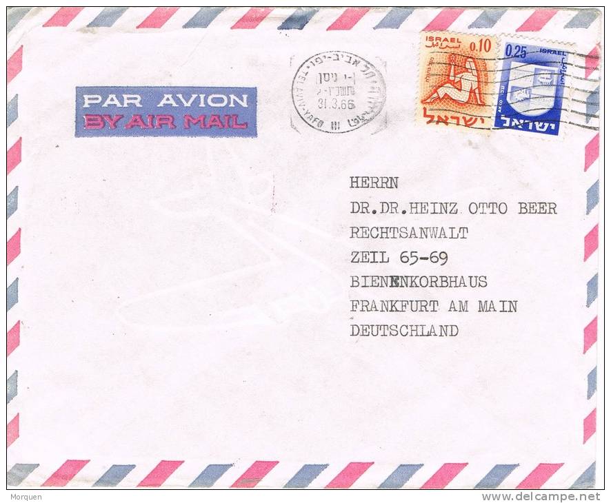 1650. Carta Aerea TEL AVIV (Israel) 1965 A Alemania - Briefe U. Dokumente