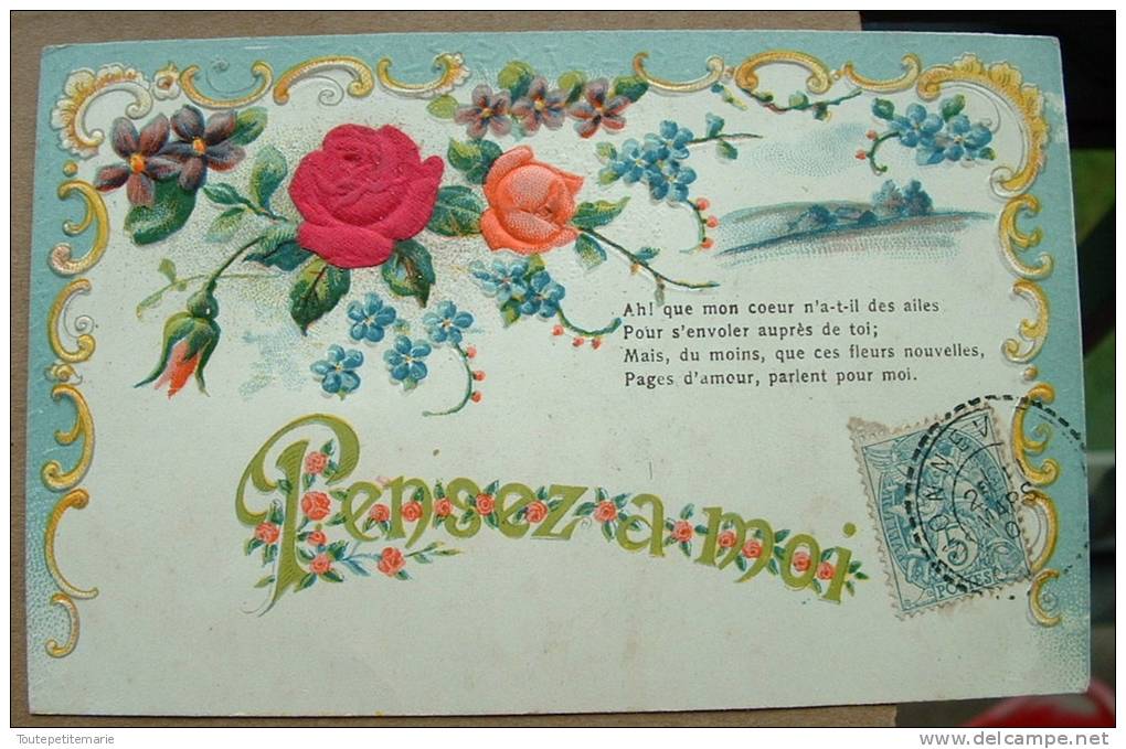 Carte Gauffrée Avec Des Roses - Pensez à Moi - Sonstige & Ohne Zuordnung